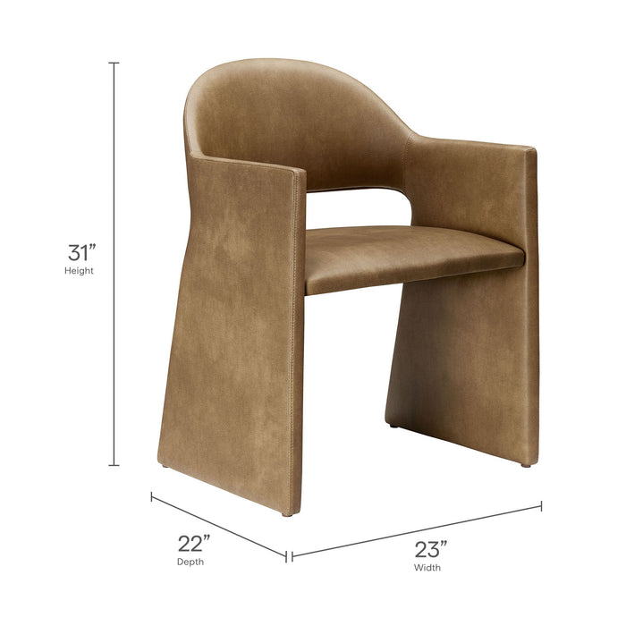 Modway Talia Vegan Leather Dining Armchair in Brown - Detail View