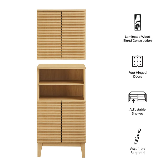Modway Render Bathroom Cabinet Set Storage Shelf in Brown - Side View