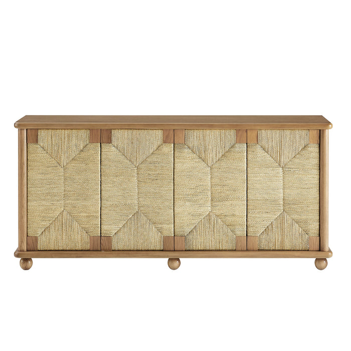 Marola 71 Inch Oak Wood Seagrass Sideboard Oak