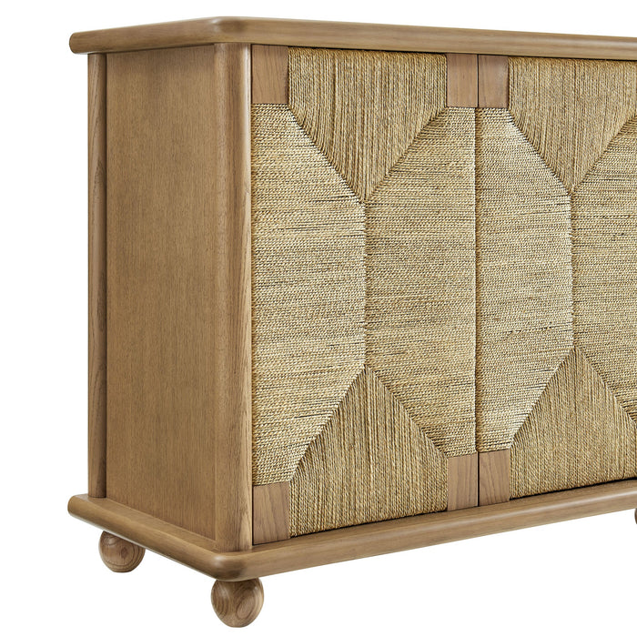 Marola 71 Inch Oak Wood Seagrass Sideboard Oak