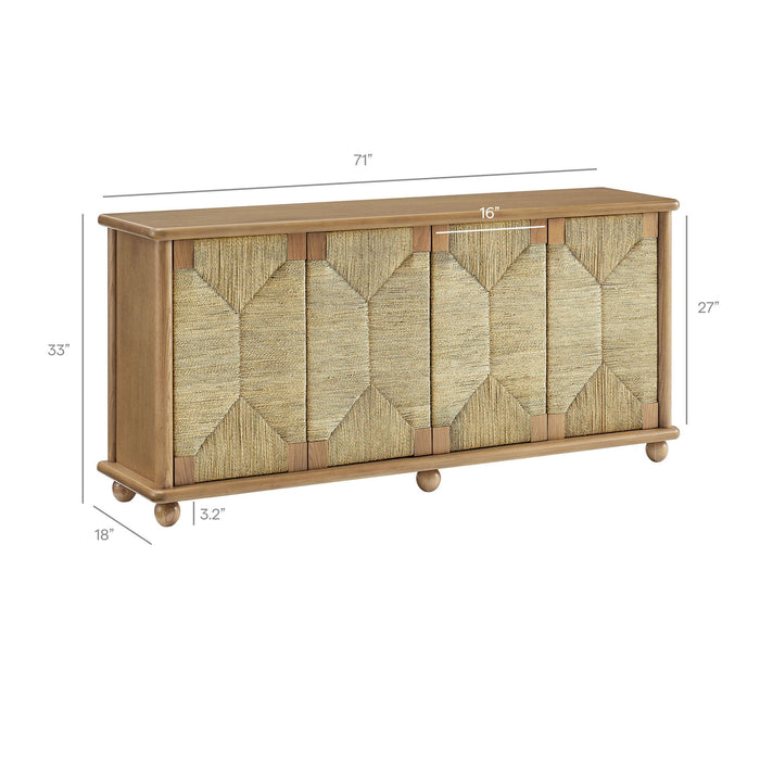 Marola 71 Inch Oak Wood Seagrass Sideboard Oak