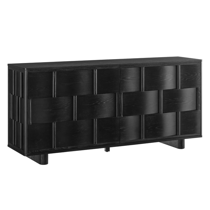 Foundry 71" Woven Design Buffet Storage Cabinet Black