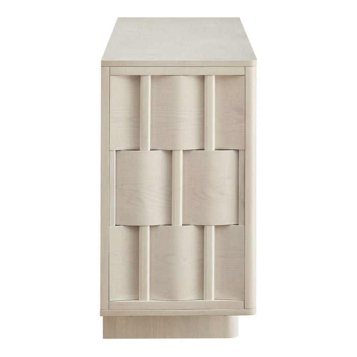 Foundry 71" Woven Design Buffet Storage Cabinet White Wash