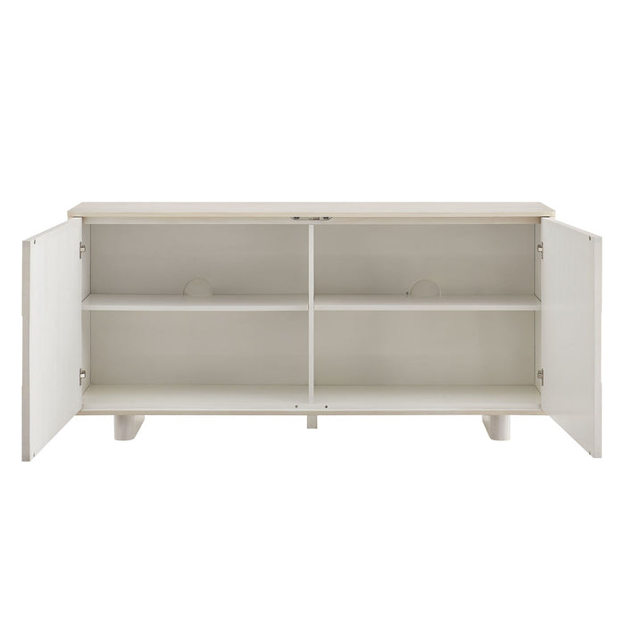 Foundry 71" Woven Design Buffet Storage Cabinet White Wash