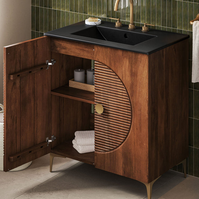 Vernon 30" Fluted Wood Vanity Cabinet With Sink