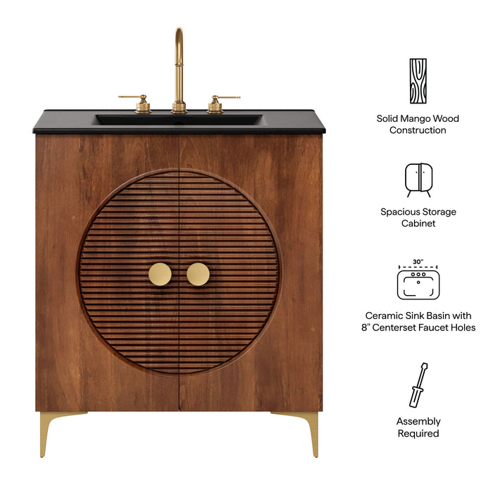 Vernon 30" Fluted Wood Vanity Cabinet With Sink