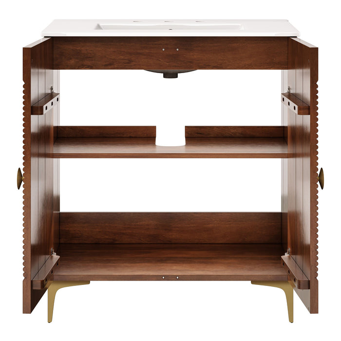 Vernon 30" Fluted Wood Vanity Cabinet With Sink