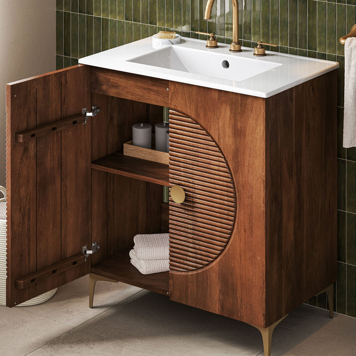 Vernon 30" Fluted Wood Vanity Cabinet With Sink