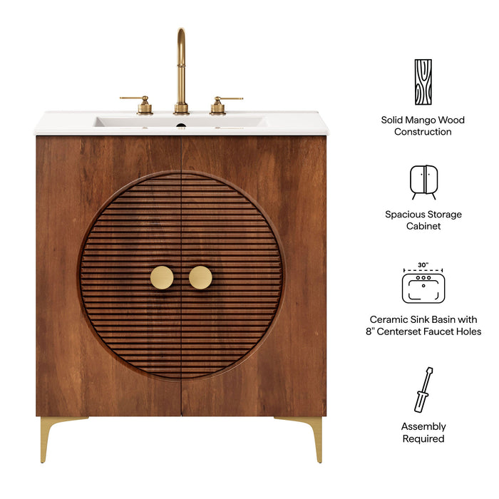 Vernon 30" Fluted Wood Vanity Cabinet With Sink