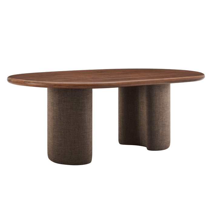 Enric 84 Inch Mango Wood Oval Dining Table Walnut