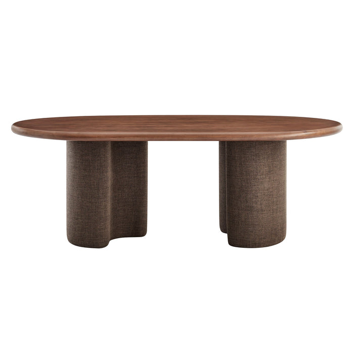 Enric 84 Inch Mango Wood Oval Dining Table Walnut