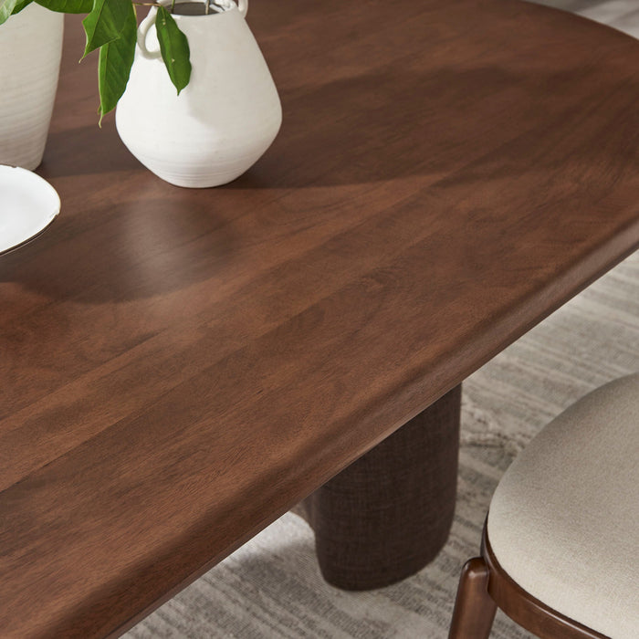 Enric 84 Inch Mango Wood Oval Dining Table Walnut