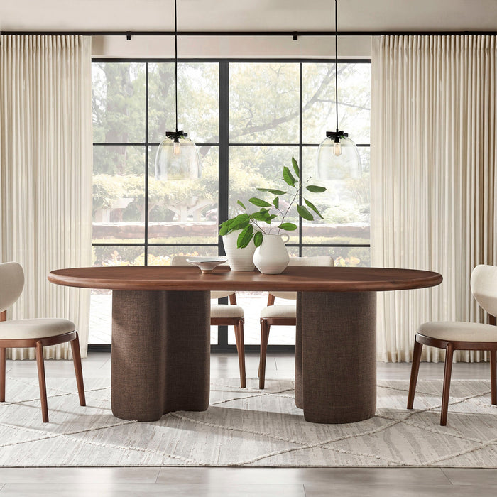 Enric 84 Inch Mango Wood Oval Dining Table Walnut