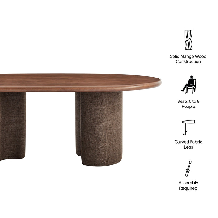 Enric 84 Inch Mango Wood Oval Dining Table Walnut