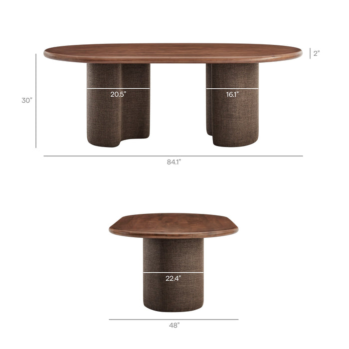 Enric 84 Inch Mango Wood Oval Dining Table Walnut