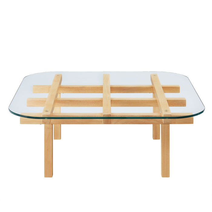 Isby 35 Inch Tempered Glass Coffee Table