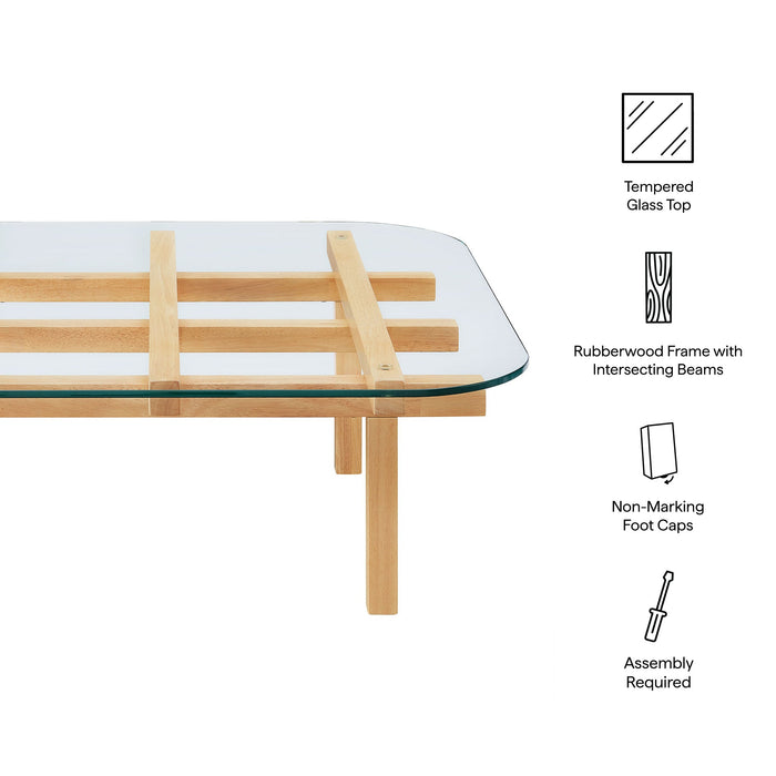 Isby 35 Inch Tempered Glass Coffee Table