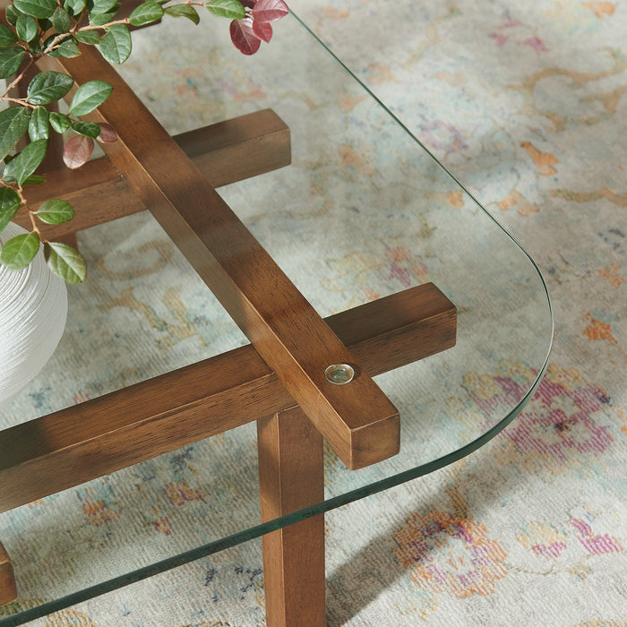 Isby 35 Inch Tempered Glass Coffee Table