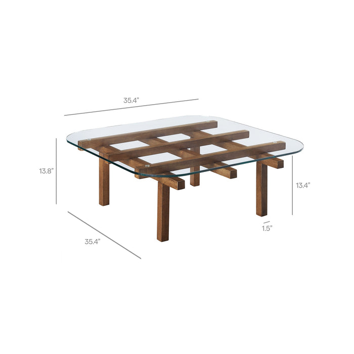 Isby 35 Inch Tempered Glass Coffee Table