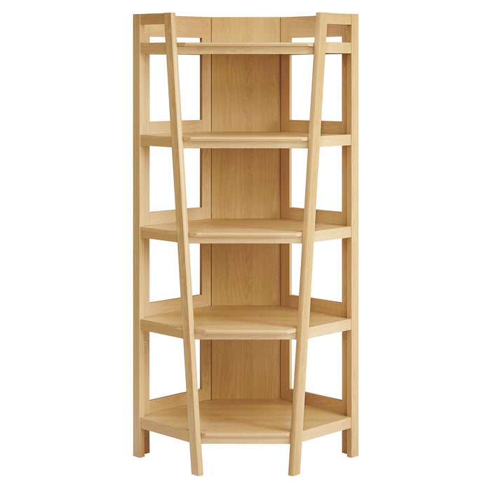 Bixby 71 Inch Corner Bookshelf Oak