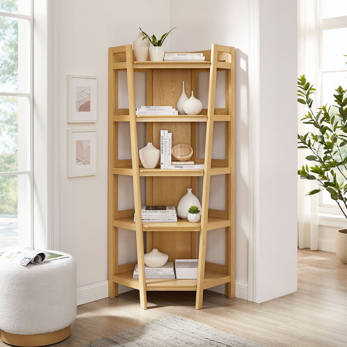 Bixby 71 Inch Corner Bookshelf Oak