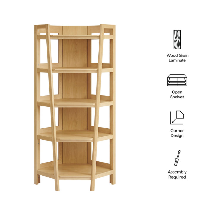 Bixby 71 Inch Corner Bookshelf Oak