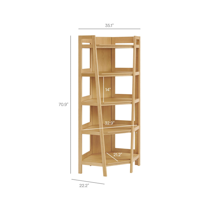 Bixby 71 Inch Corner Bookshelf Oak