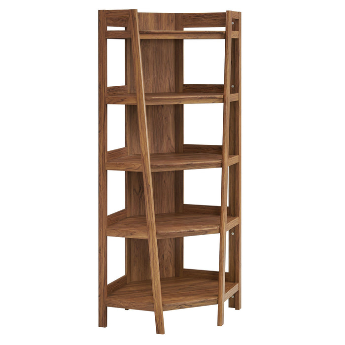Bixby 71 Inch Corner Bookshelf Walnut