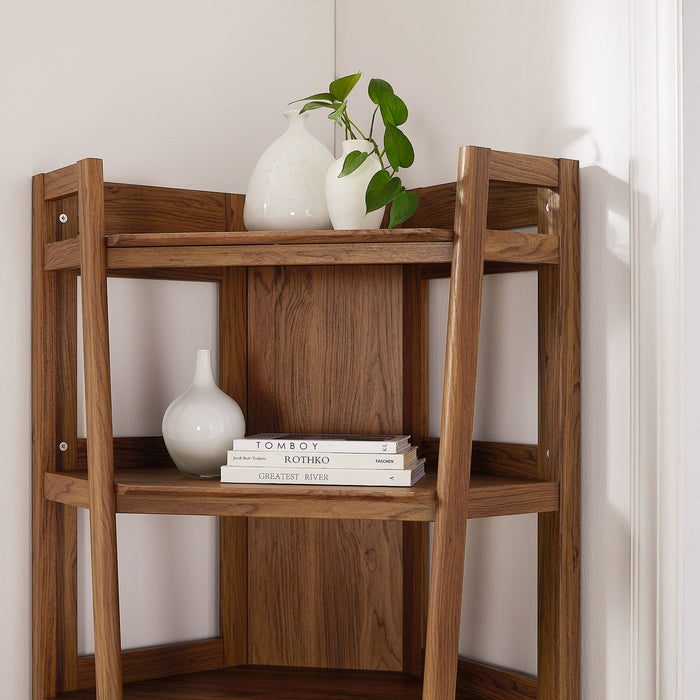 Bixby 71 Inch Corner Bookshelf Walnut