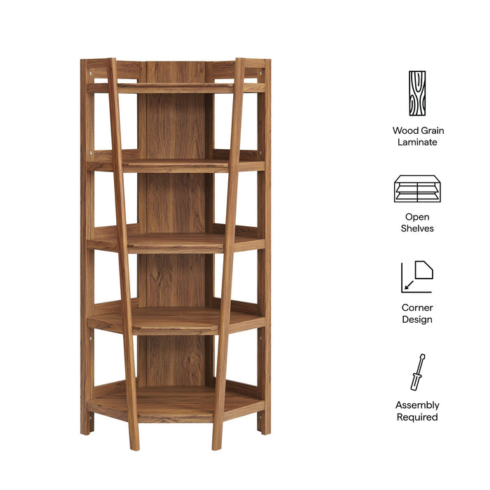 Bixby 71 Inch Corner Bookshelf Walnut