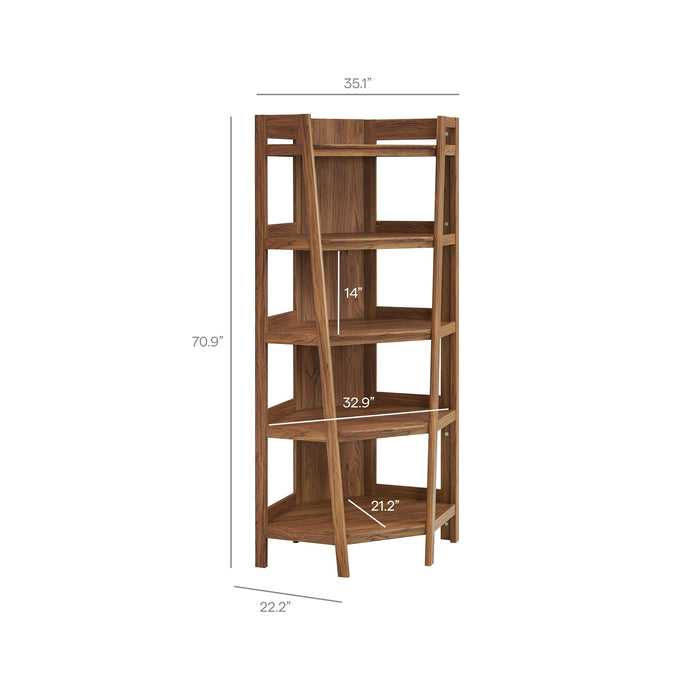 Bixby 71 Inch Corner Bookshelf Walnut