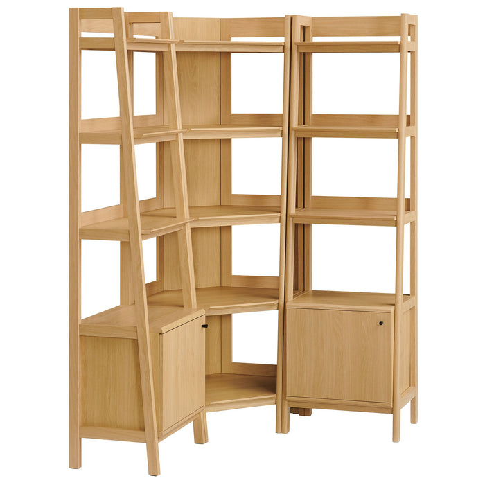 Bixby 3-piece Corner Bookshelf Set with Narrow Bookshelves Oak