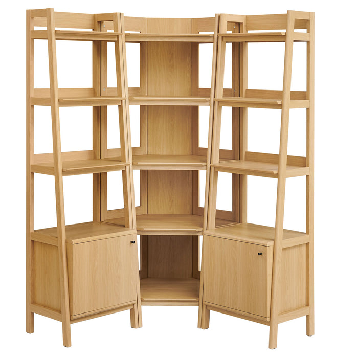 Bixby 3-piece Corner Bookshelf Set with Narrow Bookshelves Oak
