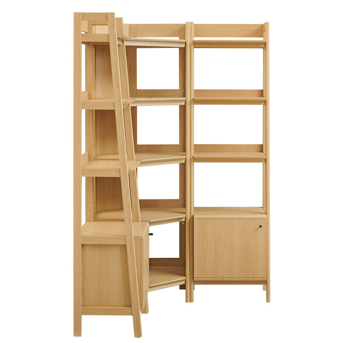 Bixby 3-piece Corner Bookshelf Set with Narrow Bookshelves Oak
