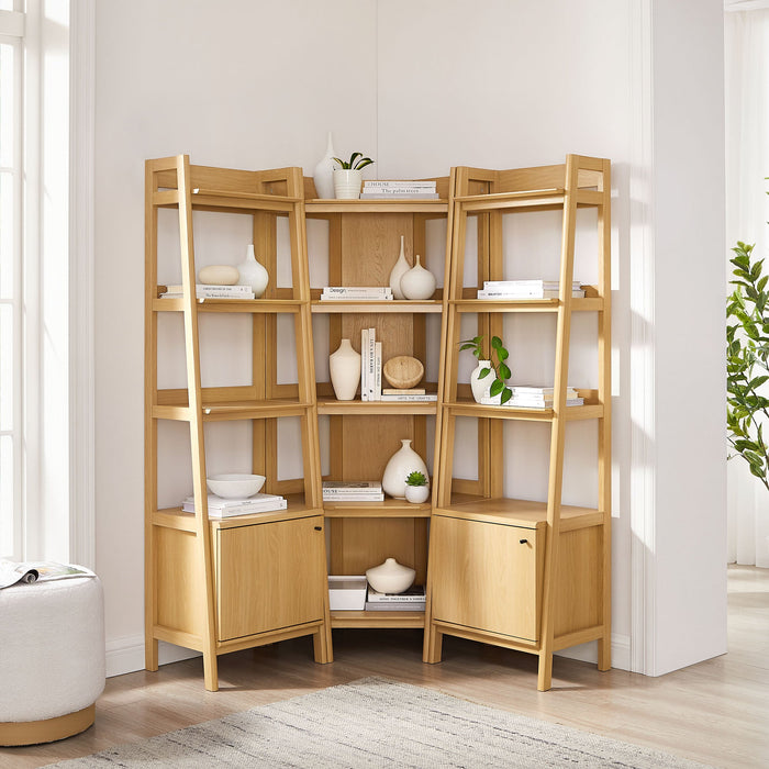 Bixby 3-piece Corner Bookshelf Set with Narrow Bookshelves Oak