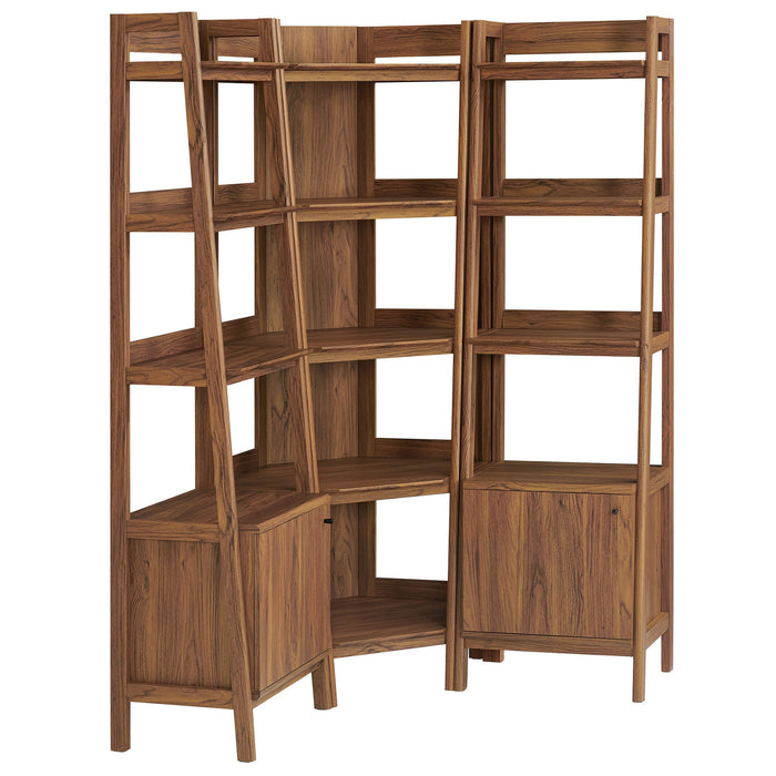 Bixby 3-piece Corner Bookshelf Set with Narrow Bookshelves Walnut