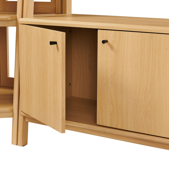 Bixby 3-Piece Corner Bookshelf Set with Wide Bookshelves Oak