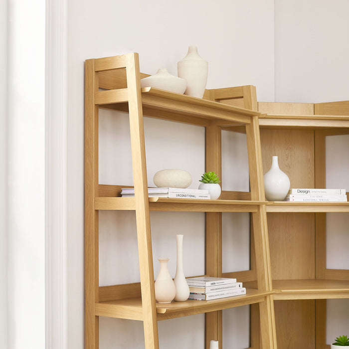Bixby 3-Piece Corner Bookshelf Set with Wide Bookshelves Oak