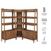 Bixby 3-Piece Corner Bookshelf Set with Wide Bookshelves Walnut