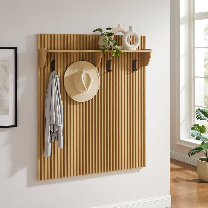 Modway Render Fluted Coat Rack Panel With Shelf - Installation View