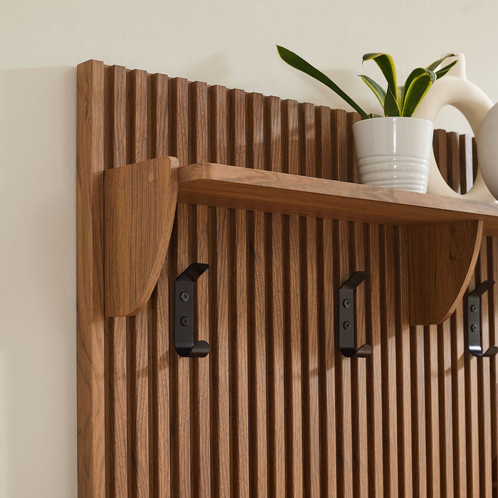 Modway Render Fluted Coat Rack Panel With Shelf - Close-Up