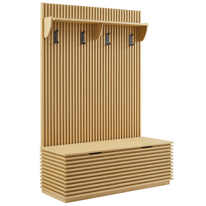 Render Fluted 3-in-1 Hall Tree With Storage Bench and Coat Rack