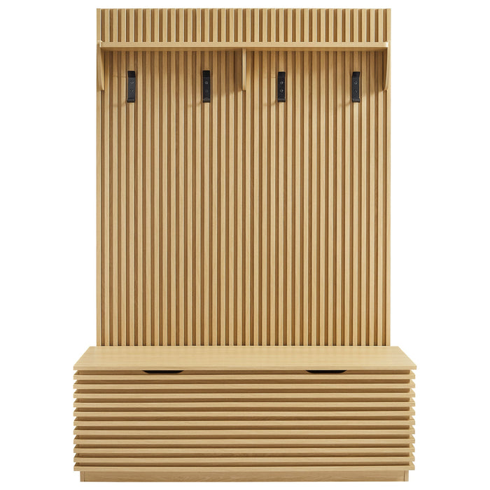 Render Fluted 3-in-1 Hall Tree With Storage Bench and Coat Rack