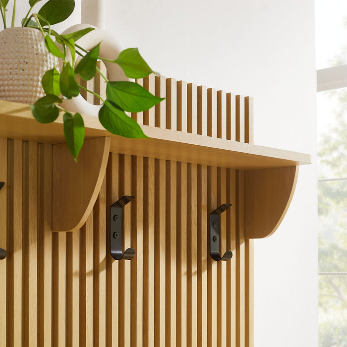 Render Fluted 3-in-1 Hall Tree With Storage Bench and Coat Rack