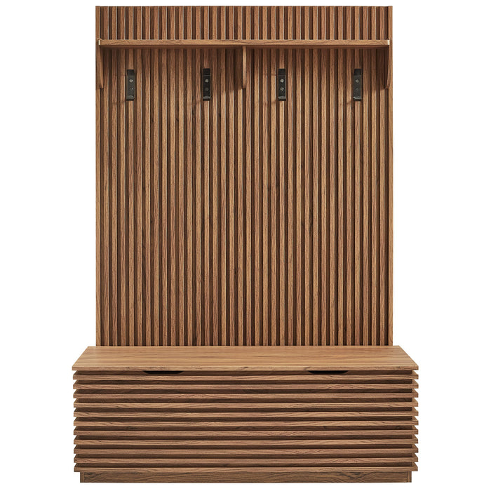 Render Fluted 3-in-1 Hall Tree With Storage Bench and Coat Rack