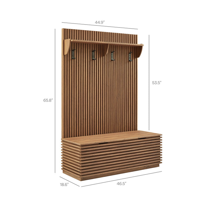 Render Fluted 3-in-1 Hall Tree With Storage Bench and Coat Rack