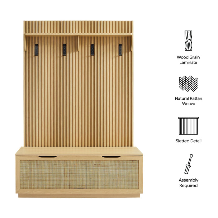 Soma Fluted 3-in-1 Hall Tree With Storage Bench and Coat Rack