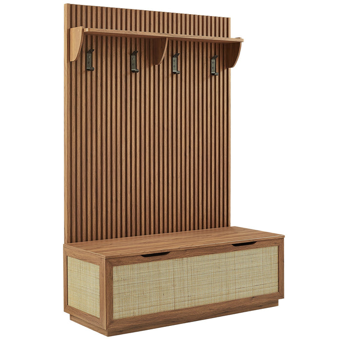 Soma Fluted 3-in-1 Hall Tree With Storage Bench and Coat Rack