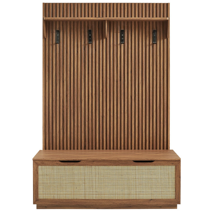 Soma Fluted 3-in-1 Hall Tree With Storage Bench and Coat Rack