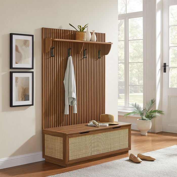 Soma Fluted 3-in-1 Hall Tree With Storage Bench and Coat Rack